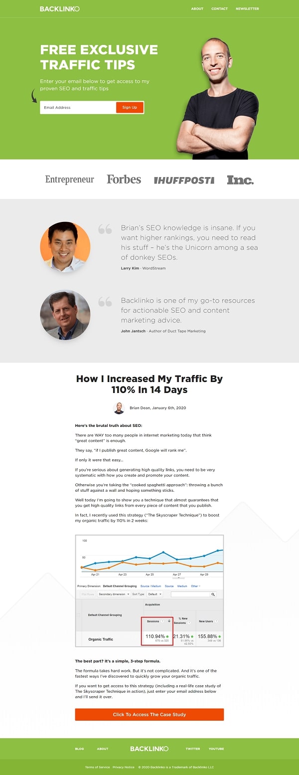 Backlinko Backlinko homepage example