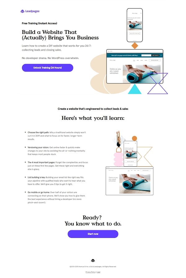 leadpages webinar leadpages webinar landing page example
