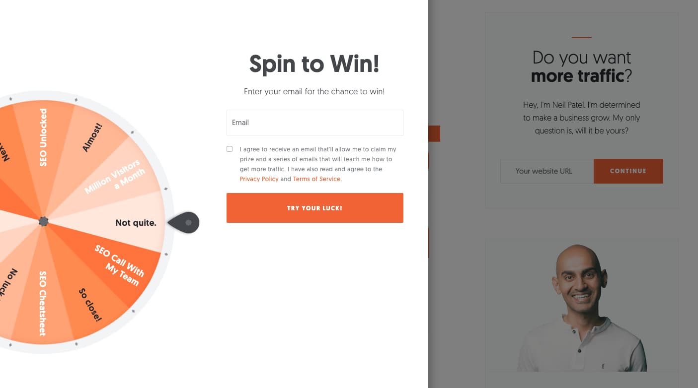 Squeeze page example Neil patel Squeeze page example